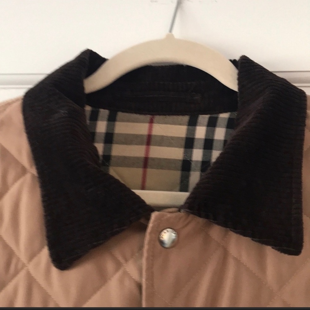 Burberry Men’s Tan Quilted Jacket w/plaid liner